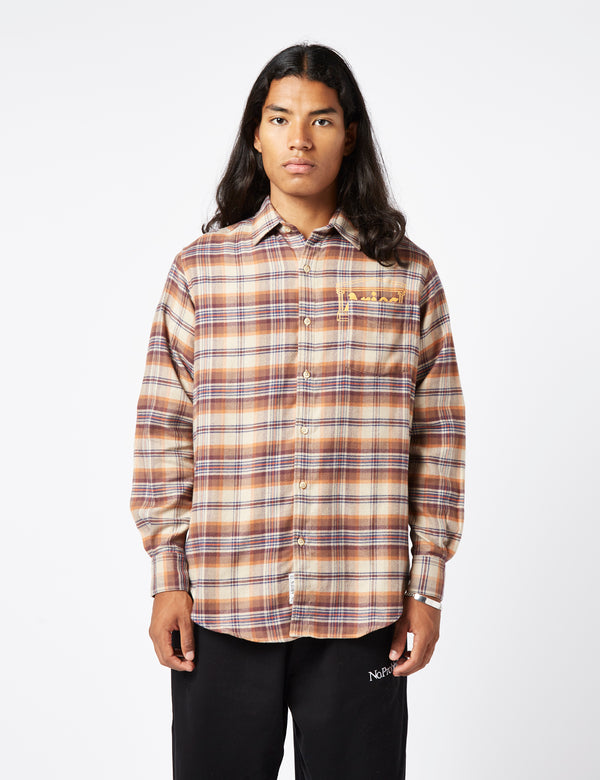 Aries Plaid Flannel Shirt - Brick Red