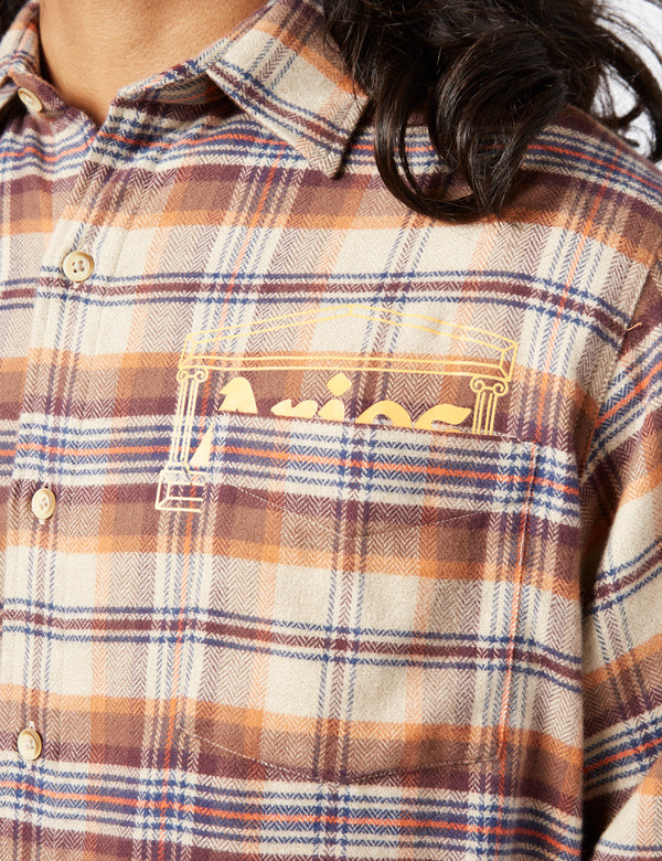 Aries Plaid Flannel Shirt - Brick Red