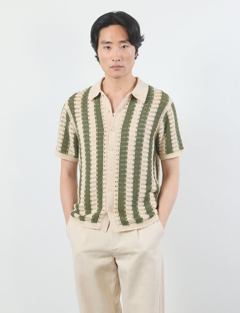 Percival Barletta Knitted Shirt - Olive Green