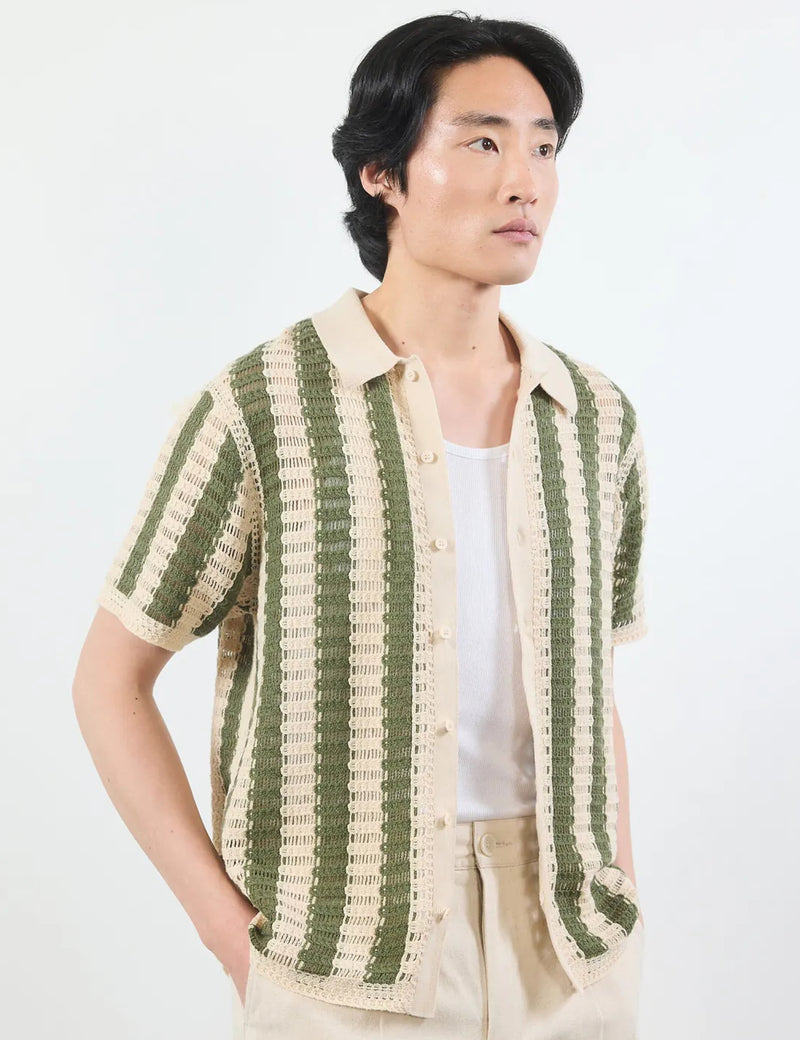 Percival Barletta Knitted Shirt - Olive Green