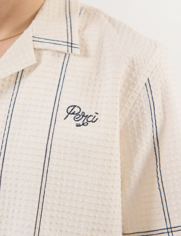 Percival Sicily Cuban Shirt Cotton - Ecru