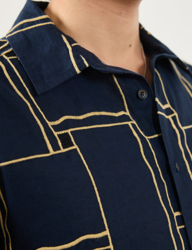 Percival Verona Oversized Pearce Shirt - Navy Blue