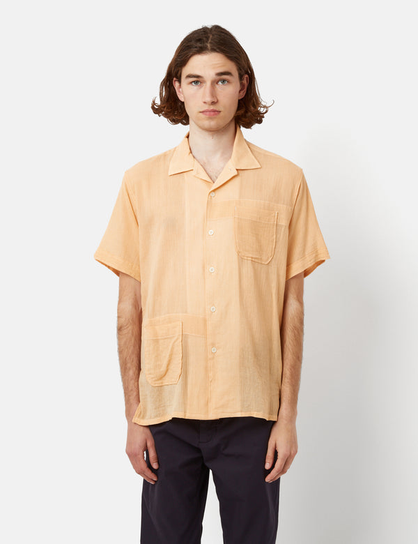 Engineered Garments Camp Shirt (Cotton Crepe) - Coral Yellow