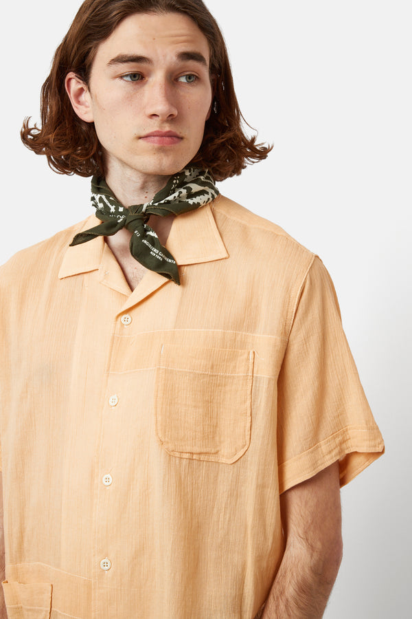 Engineered Garments Camp Shirt (Cotton Crepe) - Coral Yellow