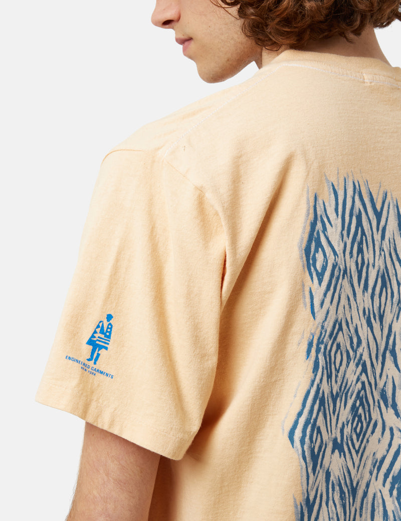 Engineered Garments Printed Cross Crew Neck T-Shirt - Peach Yellow