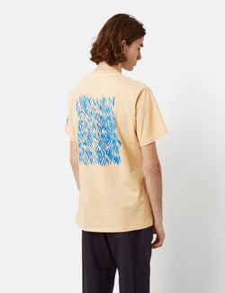 T-shirt à col rond imprimé croix Engineered Garments - Jaune pêche