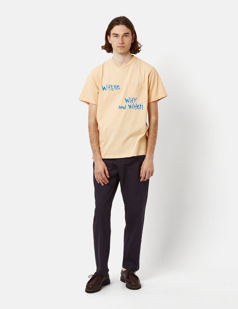 Engineered Garments Printed Cross Crew Neck T-Shirt - Peach Yellow