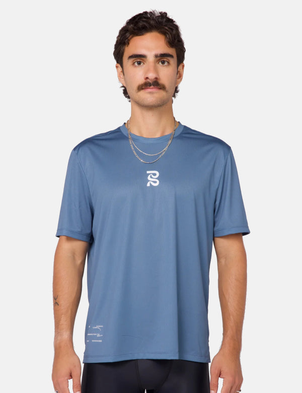 Bandit Runner Grid Drift Performance Tee - Steel Blue