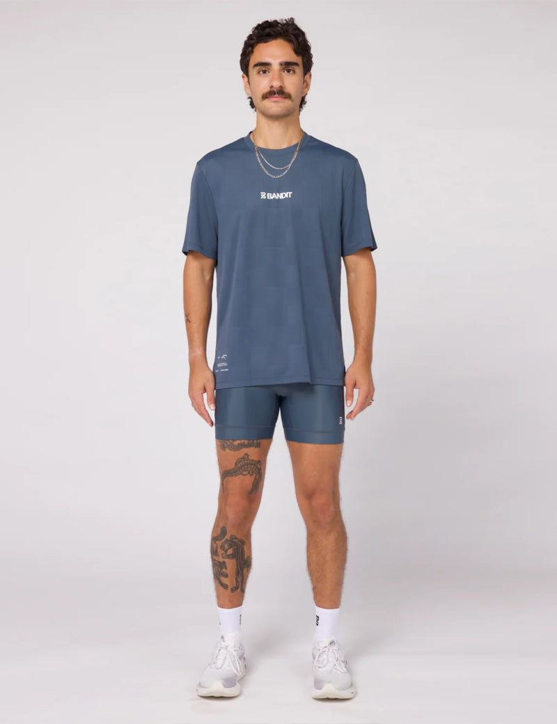 Bandit Cheque Jacquard Tee - Storm Grey