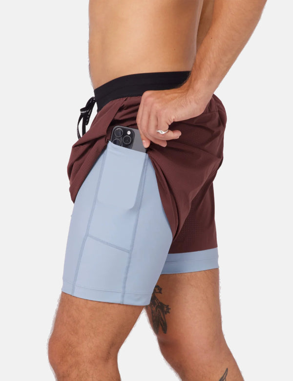 Bandit Vento Men's 4" 2-in-1 Shorts - Chocolate Brown