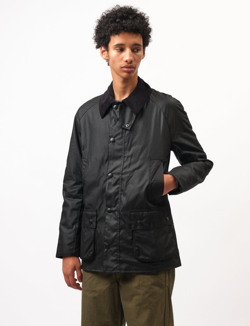 Barbour Ashby Wax Jacket - Black Classic Lining