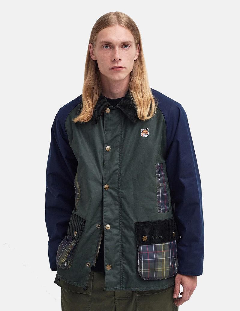 Barbour Beaufort Wax Jacket - Duffle Bag Green | Article.