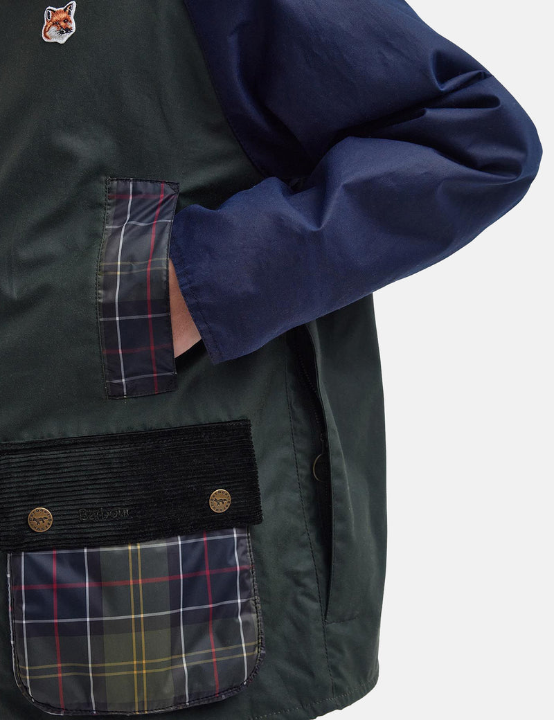 Barbour Beaufort Wax Jacket - Duffle Bag Green | Article.