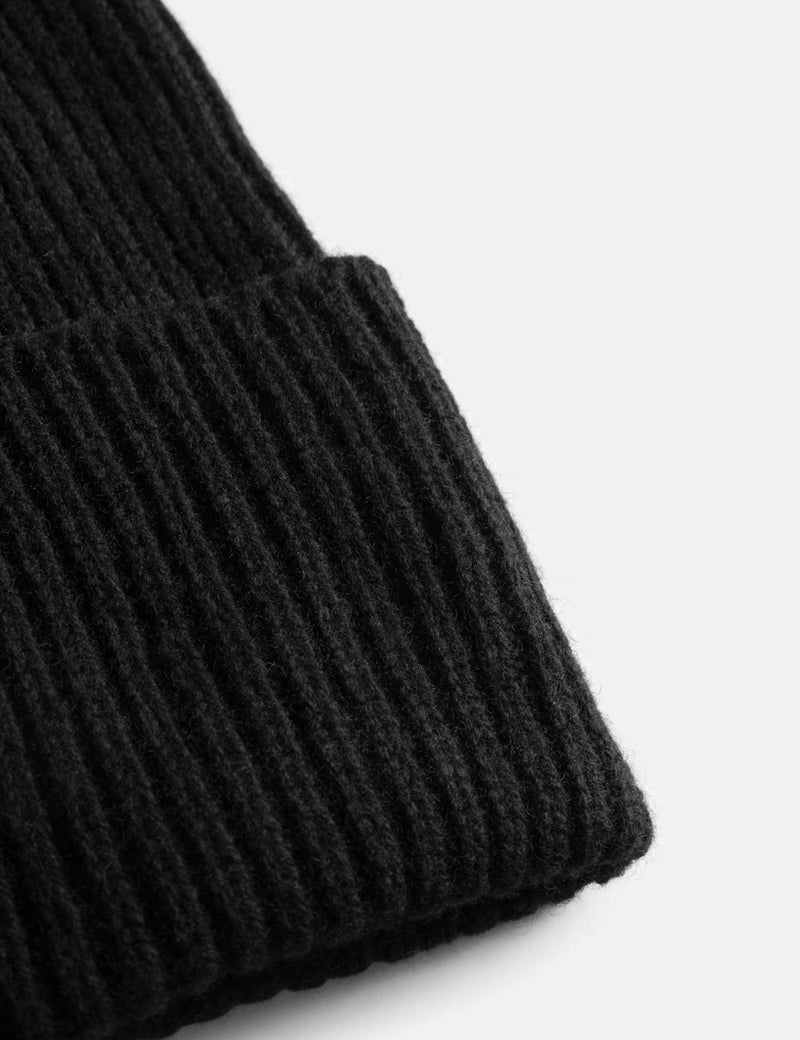 Norse Projects Rib N Logo Beanie (Merino) - Black