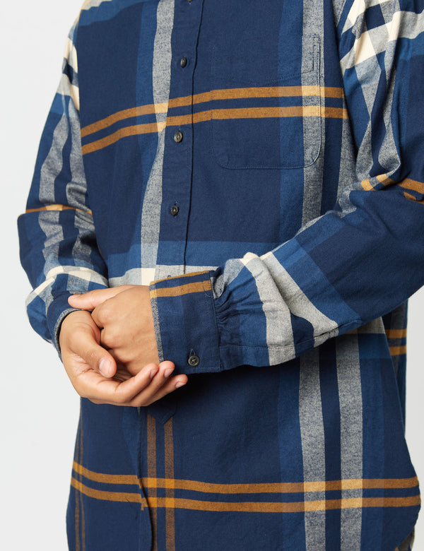 Engineered Garments 19 Century BD Shirt (Big Plaid) - Navy Blue/Gold