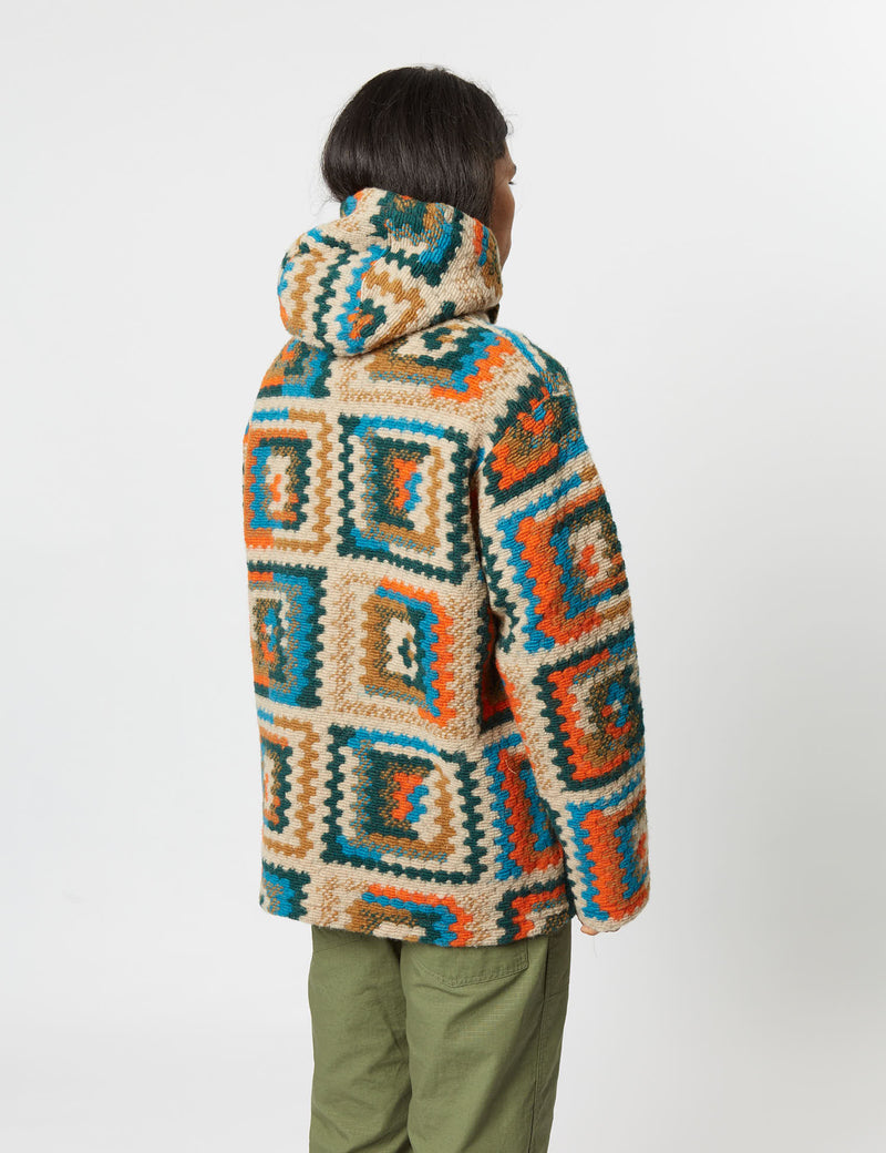 Engineered Garments Hooded Sweatshirt (Wool Crochet) - Multi Blue/Orange