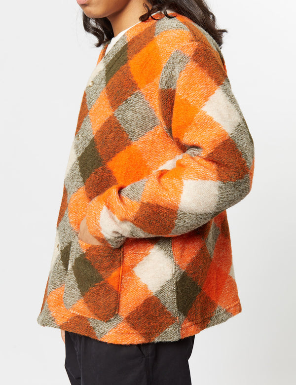 Engineered Garments Knit Cardigan (Wool) - Orange/Olive Green