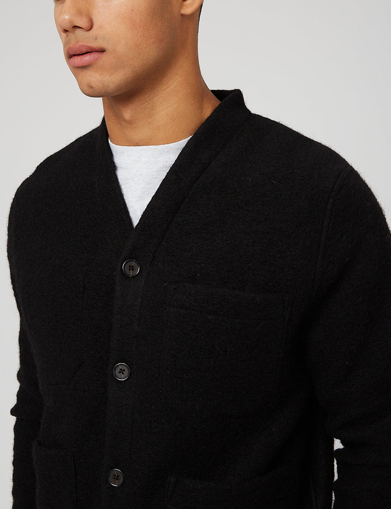 Universal Works Cardigan (Wool Fleece) - Black