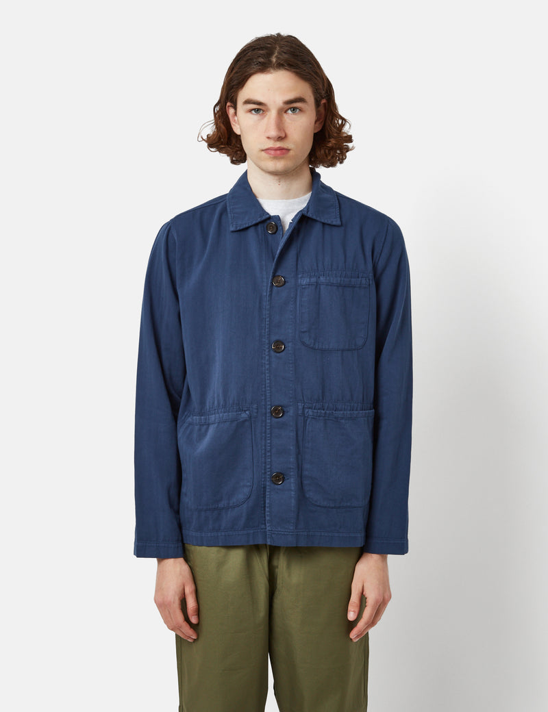 Universal Works Field Jacket (Herringbone) - Washed Navy Blue