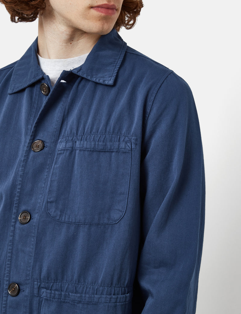 Universal Works Field Jacket (Herringbone) - Washed Navy Blue