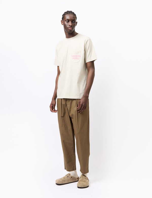 Universal Works Pleated Track Pant (Broad Cloth) - Khaki