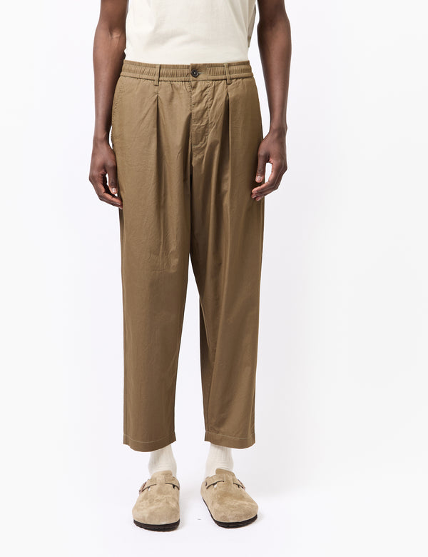 Universal Works Pleated Track Pant (Broad Cloth) - Khaki