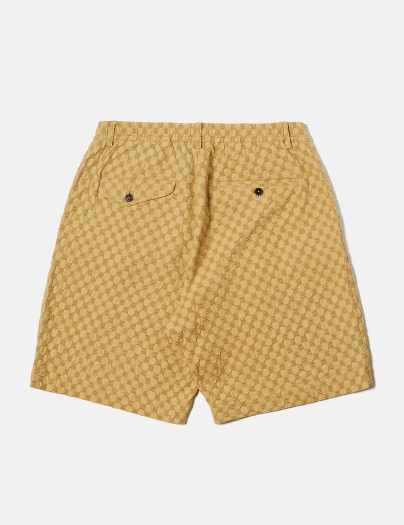 Universal Works Pleated Track Shorts (Dot Waffle) - Camel