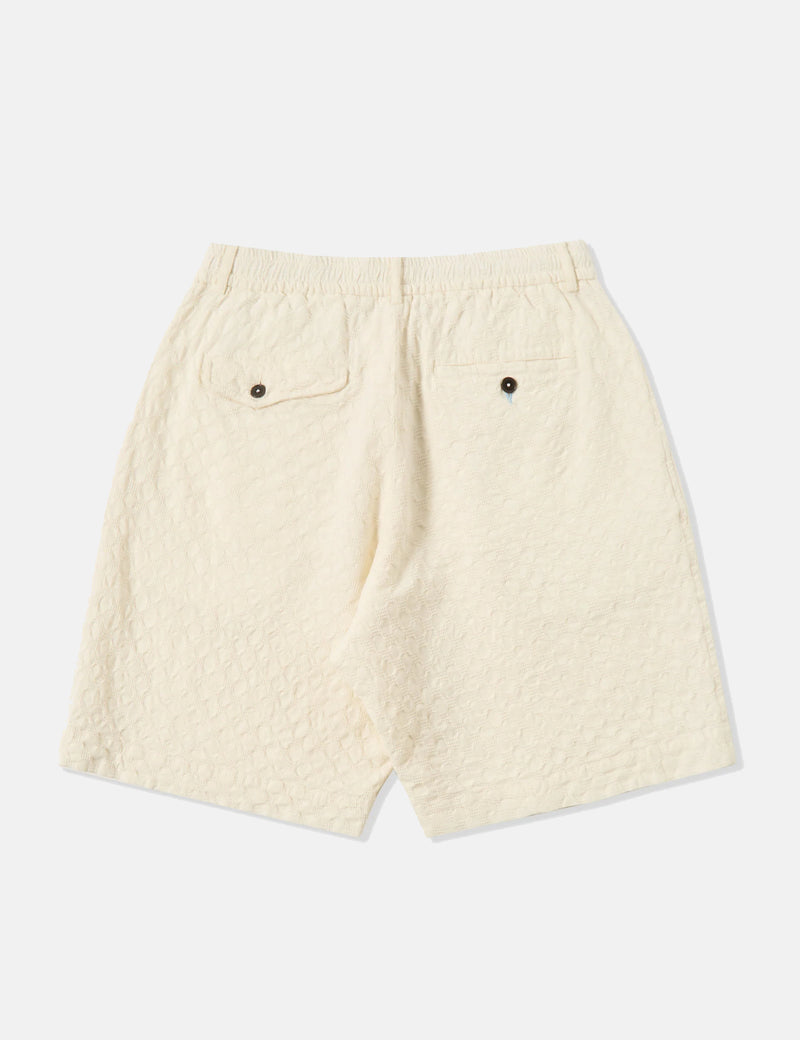 Universal Works Pleated Track Shorts (Dot Waffle) - Ecru