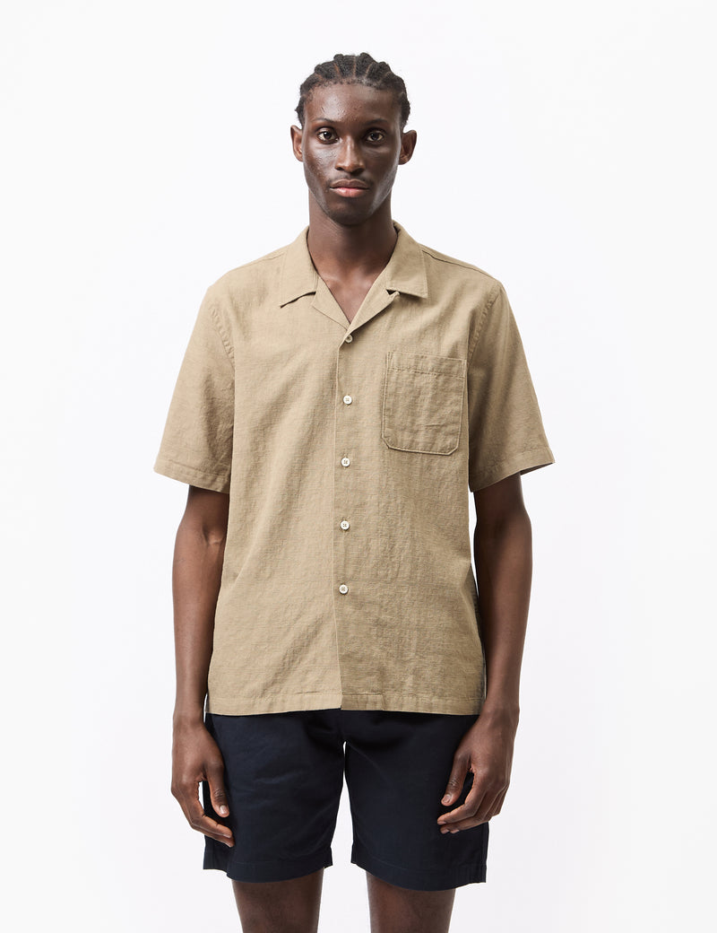 Universal Works Road Shirt (Kamura Cotton) - Olive Green