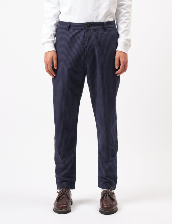 Universal Works Military Chino (Cotton Pinstripe) - Navy Blue