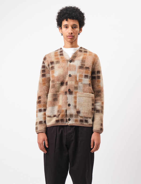 Universal Works Mosaic Fleece Cardigan - Sand