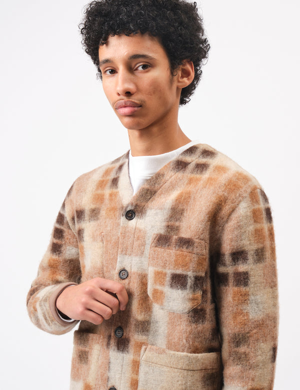 Universal Works Mosaic Fleece Cardigan - Sand