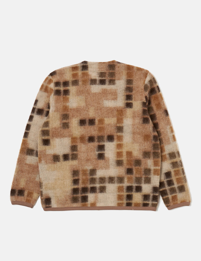 Universal Works Mosaic Fleece Cardigan - Sand