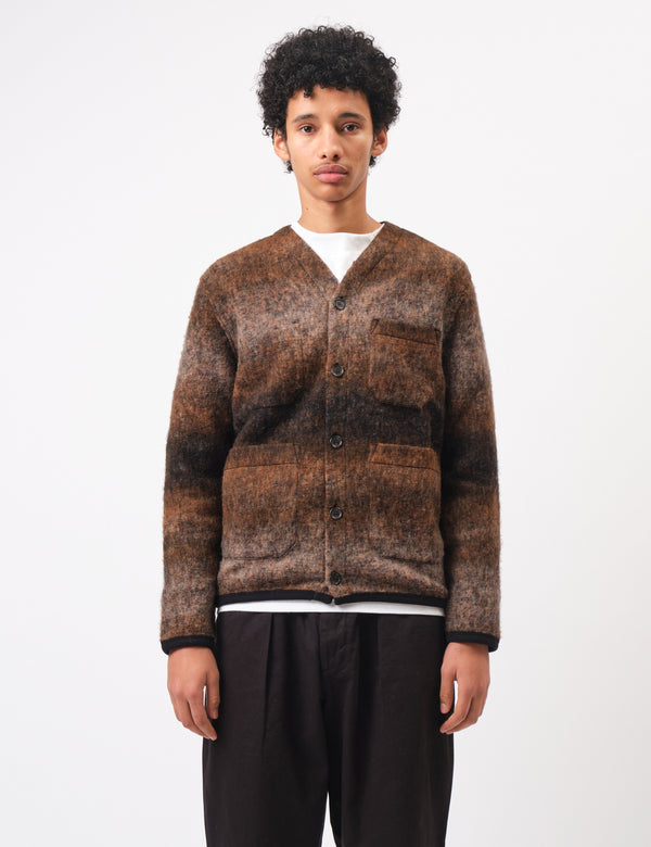 Universal Works Fleece Cardigan (Ombre) - Brown