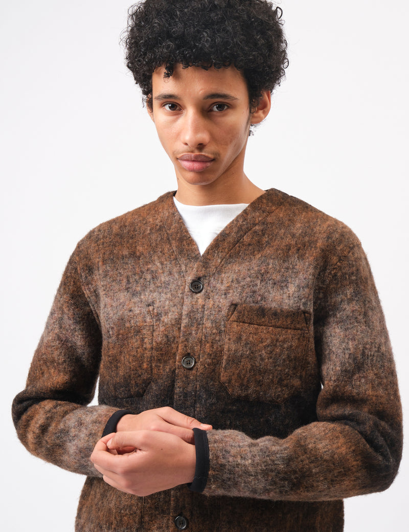 Universal Works Fleece Cardigan (Ombre) - Brown