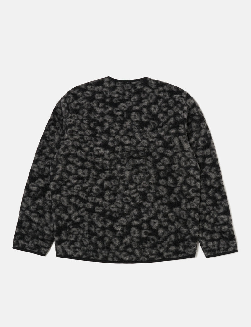 Universal Works Zip Liner Fleece Jacket (Leopard) - Black/Charcoal