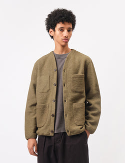 Universal Works Wool Fleece Cardigan - Lovat Green