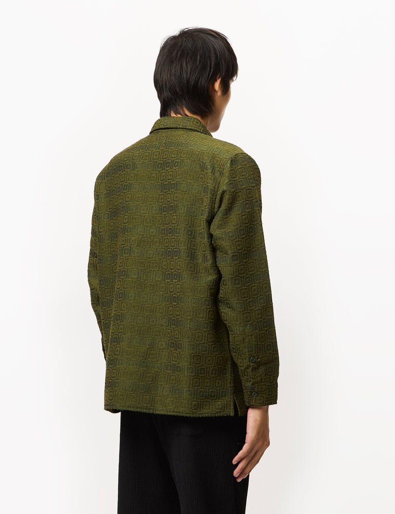 Percival Antique Moquette Shirt (Wool Blend) - Forest Green