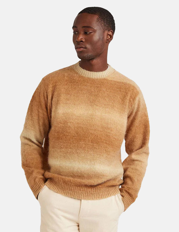 Percival Deku Gradient Crewneck Sweatshirt (Mohair) - Tan Brown