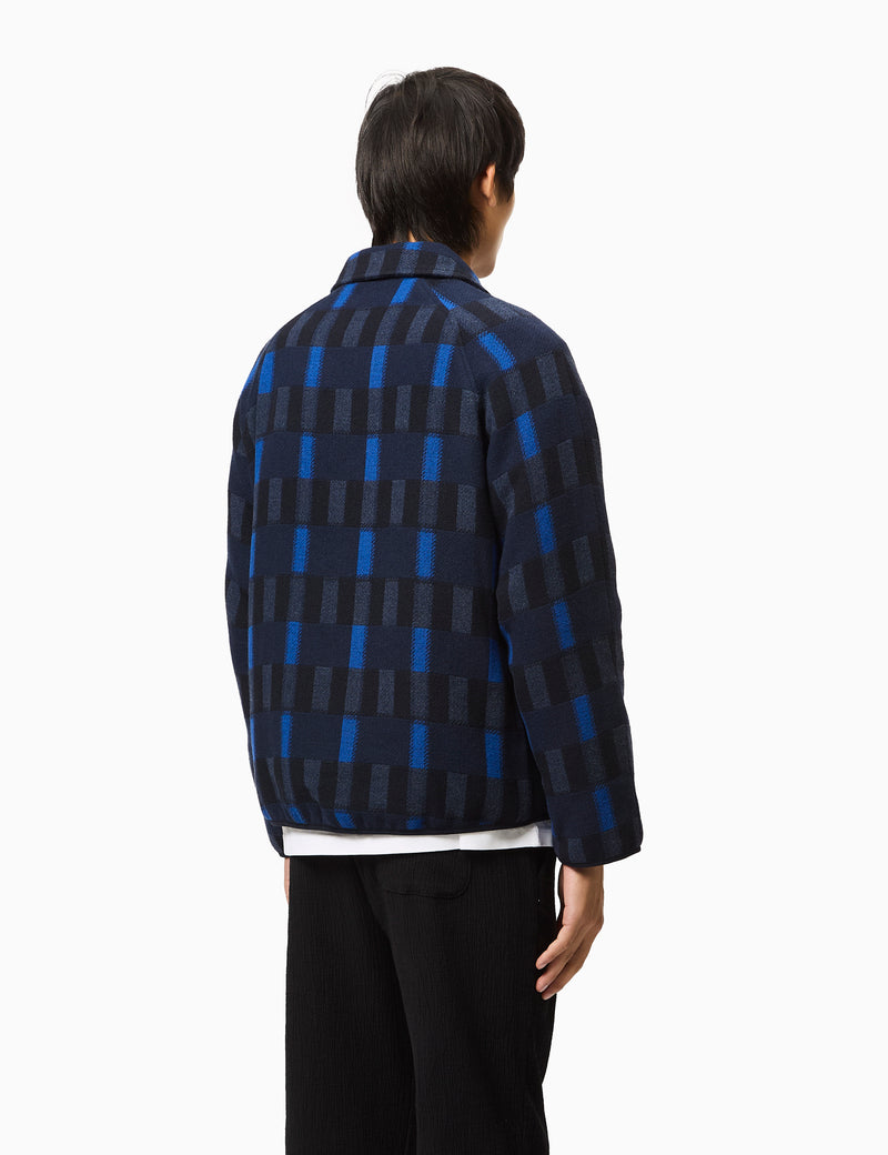 Percival Anderson Fretwork Check Jacket (Wool) - Blue