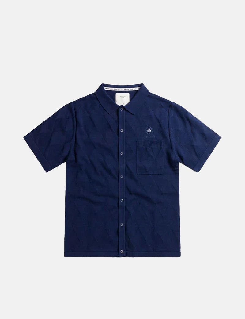 Percival Intarsia Diamond Shirt - Navy Blue