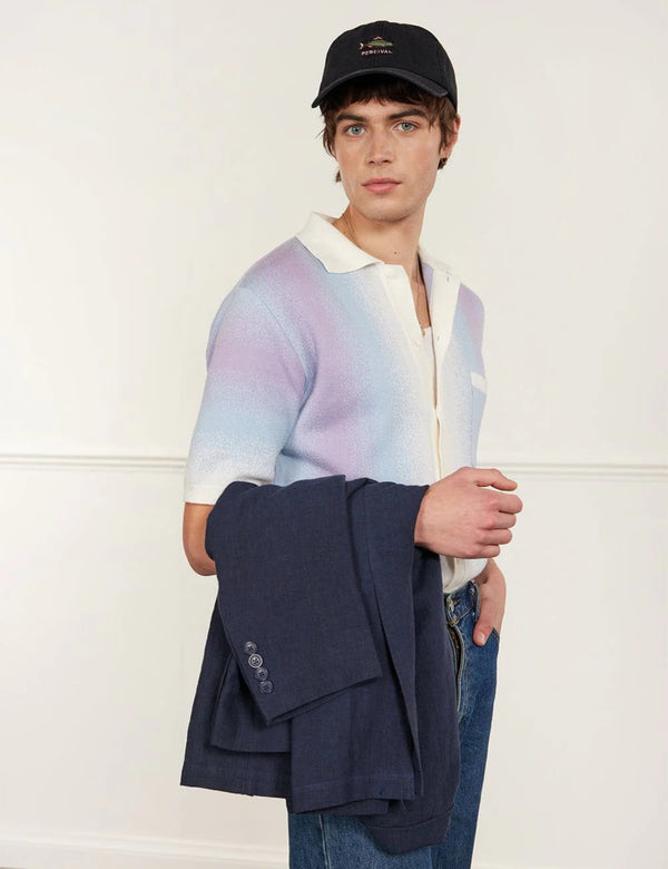 Percival Ombre Knitted Shirt (Organic Cotton) -  Blue