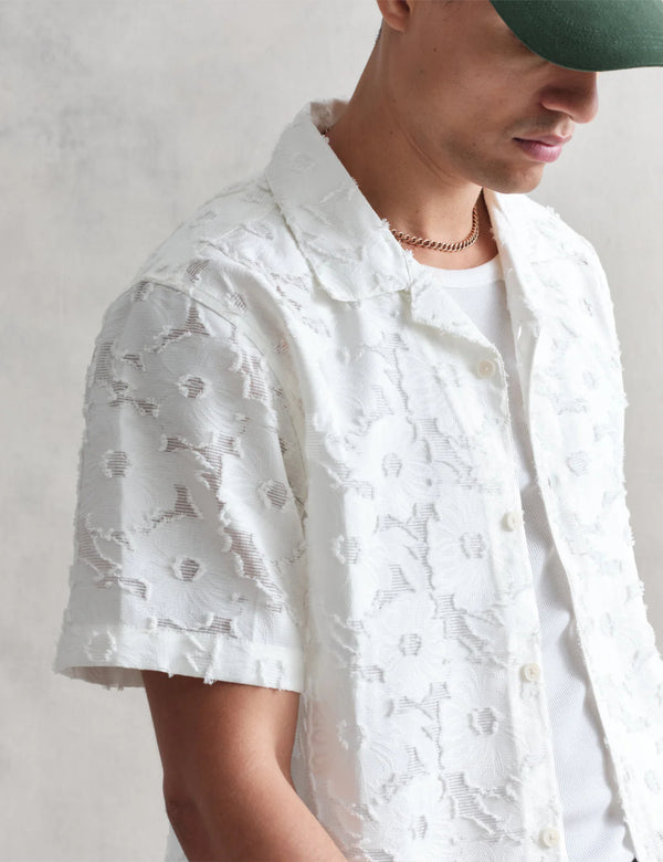 Wax London Didcot Trailing Floral Short Sleeve Shirt - Cream