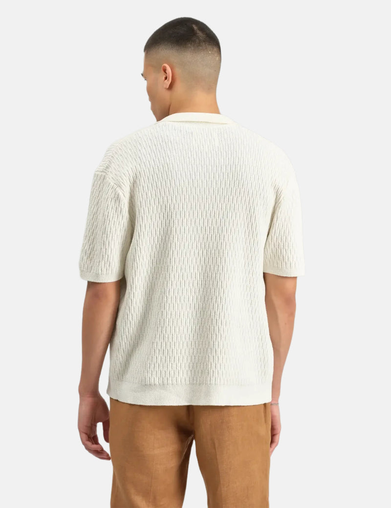 Wax London Tellaro Short Sleeve Shirt (Honeycomb Cable) - Ecru