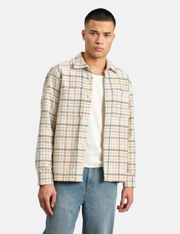 Wax London Whiting Overshirt (Yard Check) - Ecru/Multi