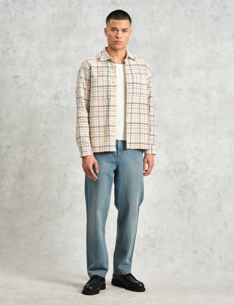 Wax London Whiting Overshirt (Yard Check) - Ecru/Multi