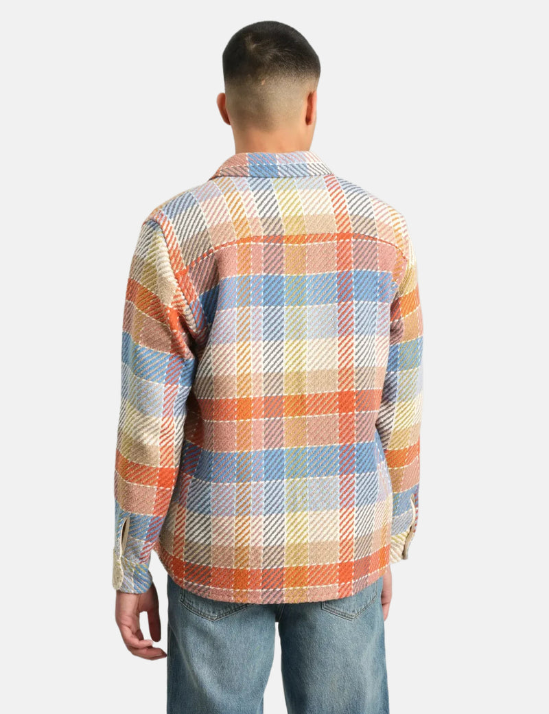 Wax London Whiting Overshirt (Pike Check) - Orange/Blue