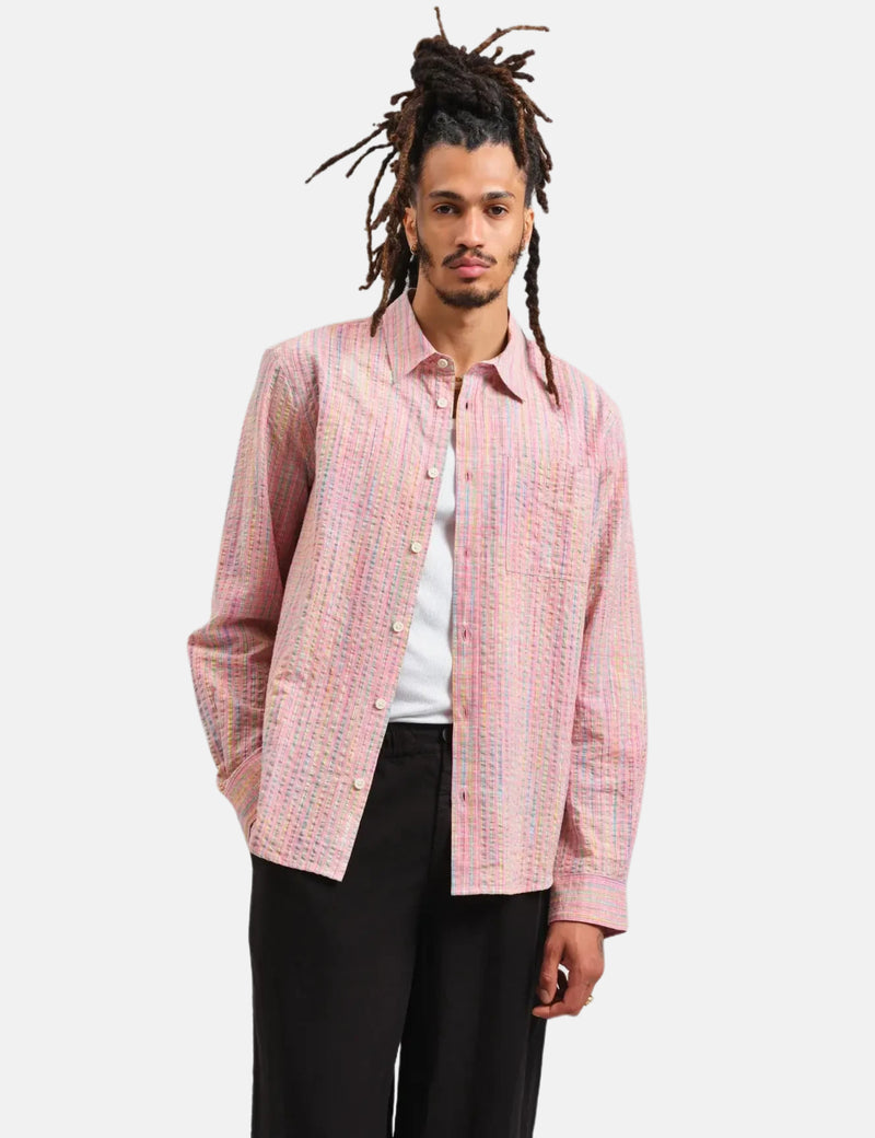 Wax London Rove Shirt (Space Dye Check) - Pink/Multi