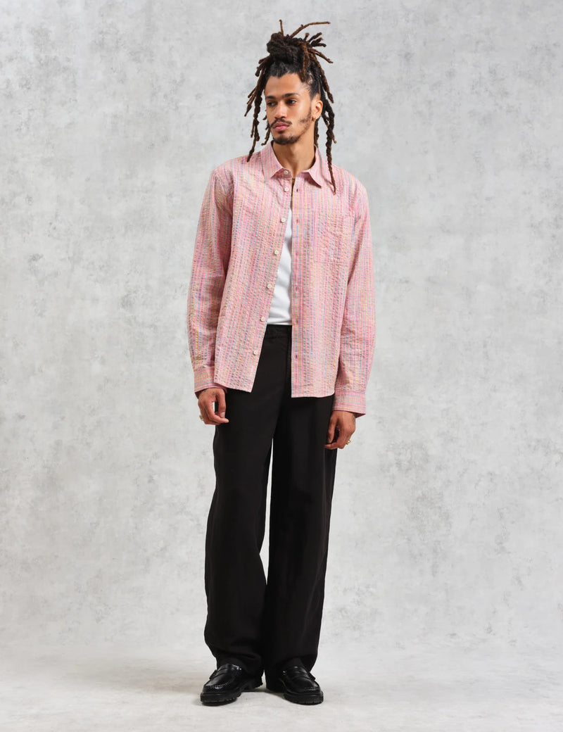 Wax London Rove Shirt (Space Dye Check) - Pink/Multi