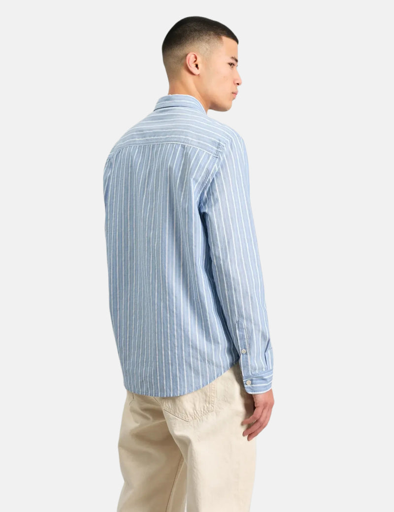 Wax London Rove Stripe Shirt (Poplin) - Blue